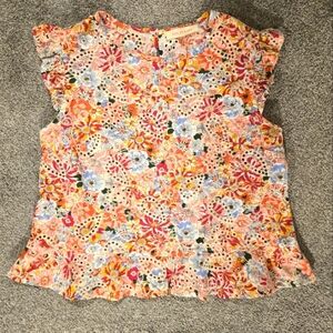 Solitaire Spring Floral Ruffle Sleeve & Waist Detail Embroidery Size Small